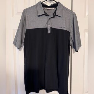 Travis Mathew Men's Black and Gray Golf Polo